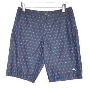 Tommy Bahama 32 Mens Lobster Relaxed Chino Shorts Blue Red Travel